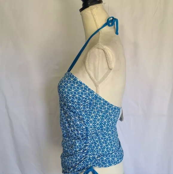 New Boden Blue Ruched Sardinia Tankini Top US 8 Geometric - Picture 4 of 6